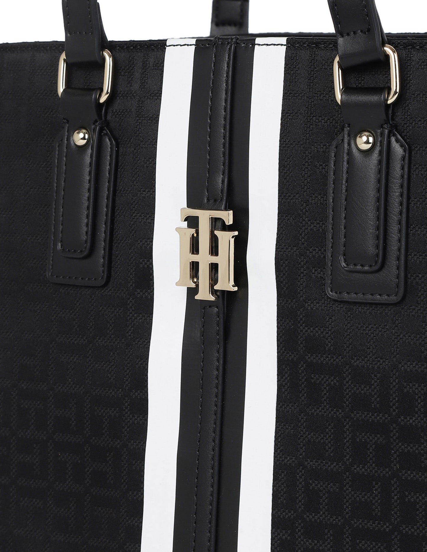 Tommy Hilfiger Jaden Plus Monologo Tote Bag - 100% Polyester - Dames - Handvatten - Ritssluiting - 13x28x33 cm