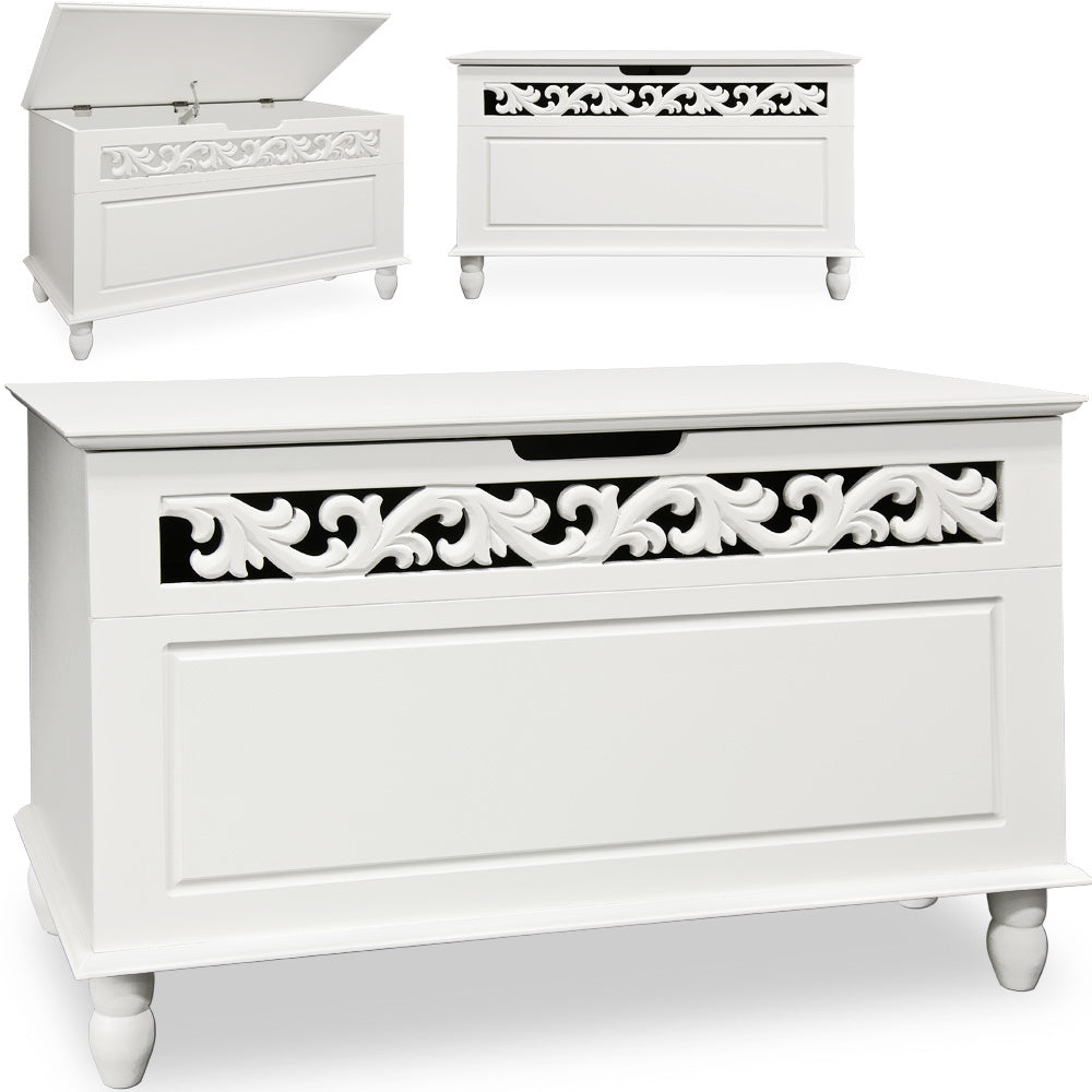 Casaria Houten Bijzetkast Opbergbox met scharnier deksel - 80 x 40 x 48cm - max. 100 kg draagvermogen