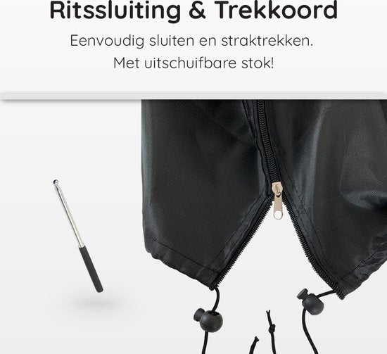 Volcan Parasolhoes voor Staande Parasol - Waterdicht - Oxford 420D - Met Rits, Trekkoord, Stok en Opberghoes - Zwart