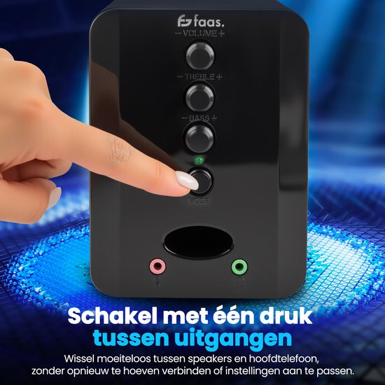 Faas - PC Speakers 2.1 - Bluetooth 5.0 - Ingebouwde Microfoon - USB-C & USB-A Aansluiting - Stereo Speaker Set - Zwart