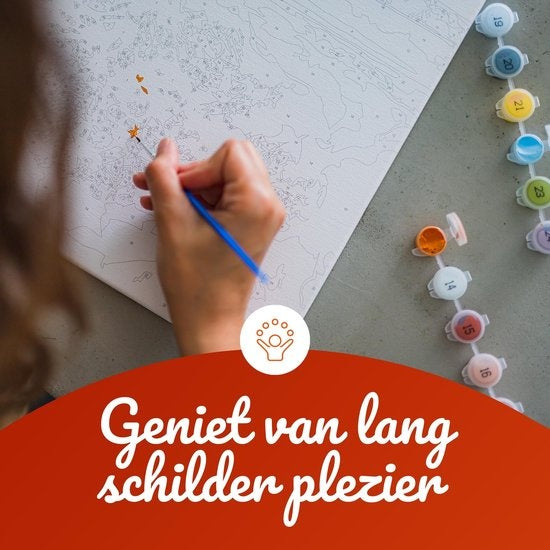 Schilderen op Nummer Olifanten Familie – 40x50 cm Canvas – DIY Schilderpakket voor Volwassenen