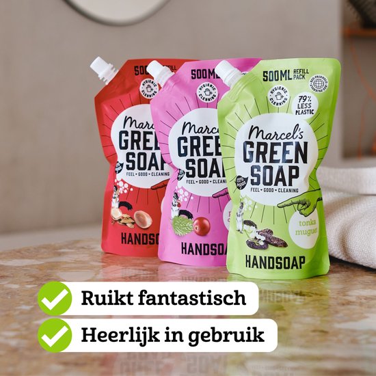 Marcel's Green Soap Handzeep Navulling - Patchouli & Cranberry - 6 x 500ml
