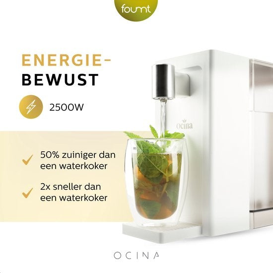 Ocina Heetwaterdispenser - 3L - Digitaal Display - BPA vrij - 2500W - 30x13x26 cm - Wit