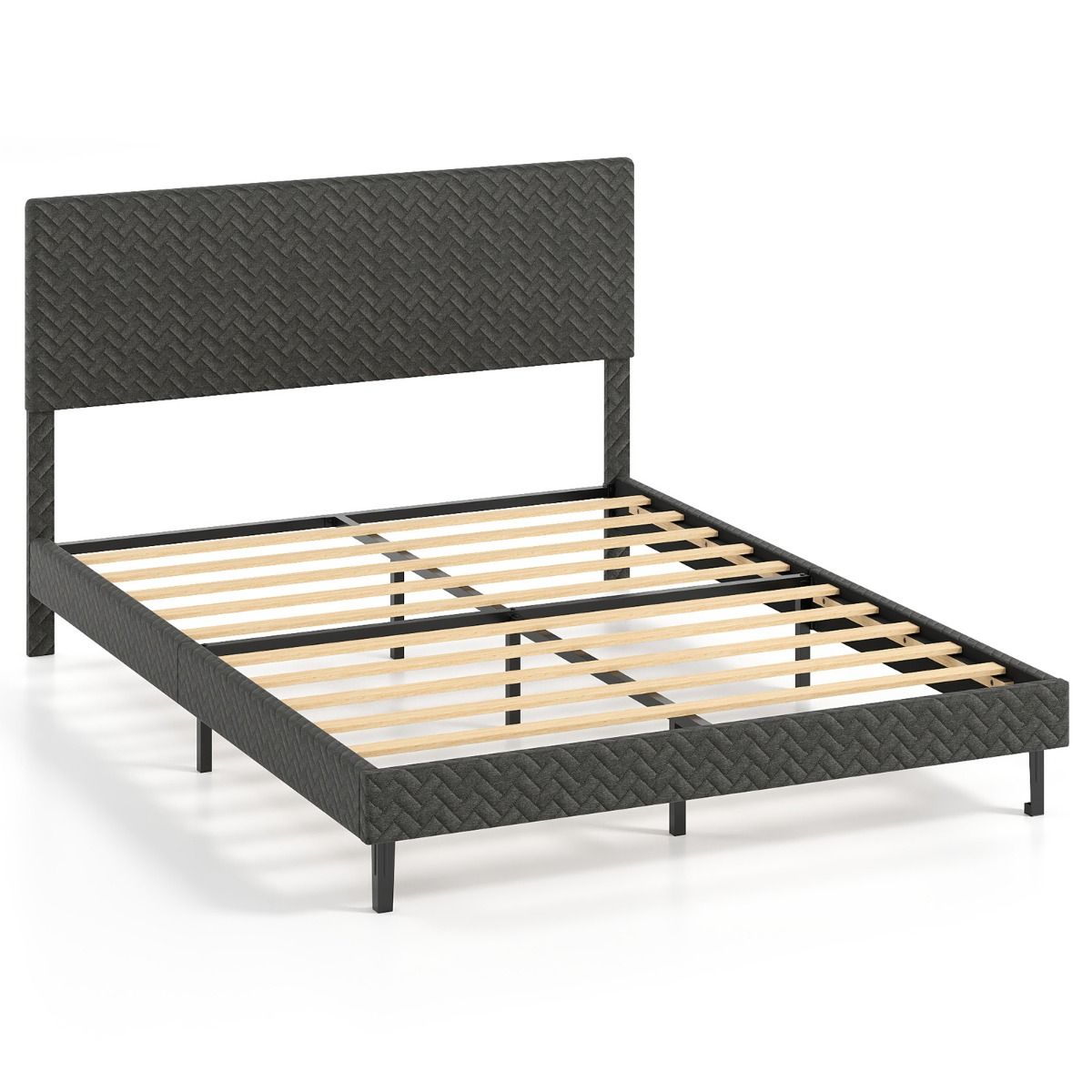 Coast Gestoffeerd Bedframe - in hoogte verstelbaar hoofdbord - lattenbodem - grijs