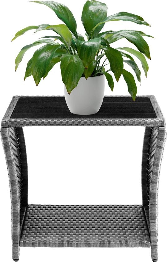 Casaria Polyrattan Bijzettafel - WPC Tafelblad 45x45x40cm – Grijs