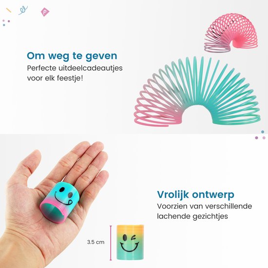 Partizzle 30x Traploper Klein Speelgoed Pakket - Trapveer Uitdeelcadeautjes - Slinky Grabbelton Traktatie Cadeautjes - Sensorisch / Fidget Toys - Voor Kinderen & Peuters