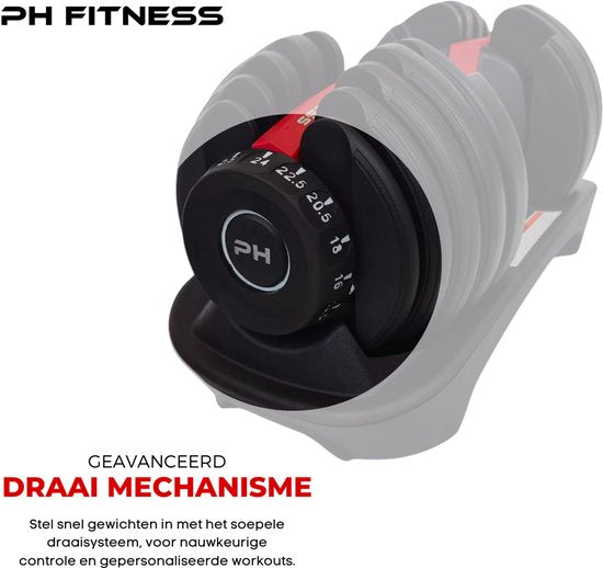 DH FitLife 2026 verstelbare dumbbell set - 2,5 tot 25 kg - 18 gewichtsstanden