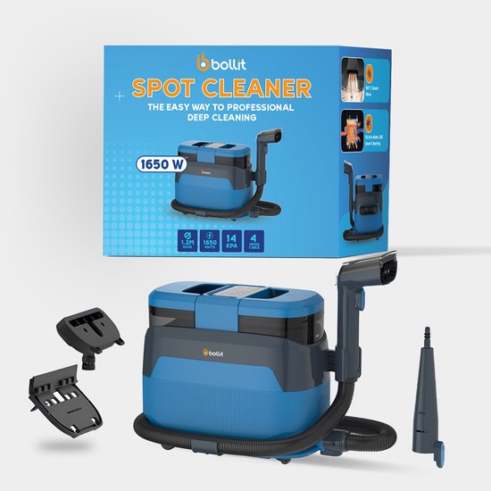 BOLLIT 5-in-1 Tapijtreiniger PRO 1650W - Stoomreiniger en Vlekkenreiniger - 100° Stoom - Bankreiniger - Meubelreiniger - Handstomer - Matrasreiniger - Zetelreiniger - Reiniger voor auto, bank, vloer, en tapijt
