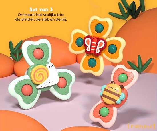 Frummel Fidget Spinners XL met Zuignap - Badspeelgoed - Sensorisch speelgoed - Fidget Toys - Badspinner - Fidget Spinner voor op Autoraam - 3 stuks