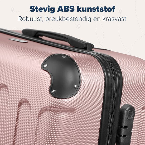 TRVLMORE Kofferset - 3 Delig - 38L Handbagage + 70L en 110L Ruimbagage - Lichtgewicht - Trolley - Reiskoffer Set - Roségoud