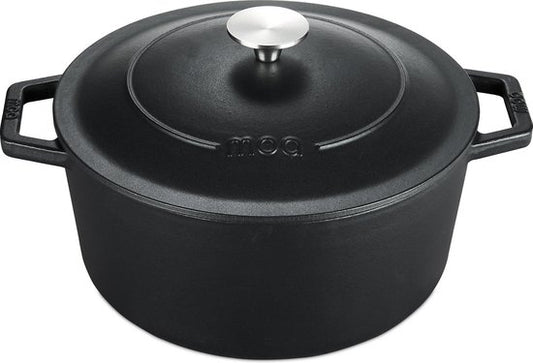 MOA Gietijzeren Braadpan - 5,7L - Voor Alle Warmtebronnen incl. Inductie - Met Deksel - Ø 26cm - Anti-Aanbaklaag - Zwart