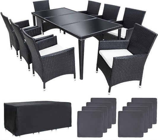 Tectake - Tuinmeubelset - 8 persoons - Zwart