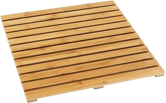 WENKO Douchevlonder 50x50cm bamboe - FSC hout - Badmat Indoor & Outdoor - Douchemat