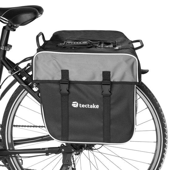 TecTake - Dubbele Fietstas - 35 l - Zwart/Grijs