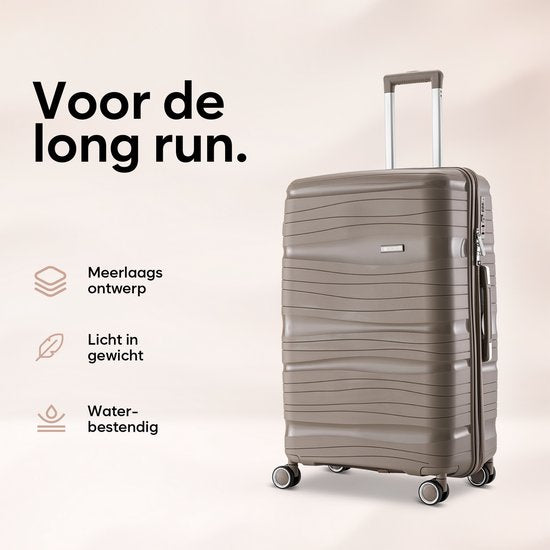 SC Travelin' Charm Handbagage Koffer – 40L – Cijferslot – 35x21x54 cm – Lichtgewicht & Duurzaam – Inclusief Gratis Pouch – Champagne V2