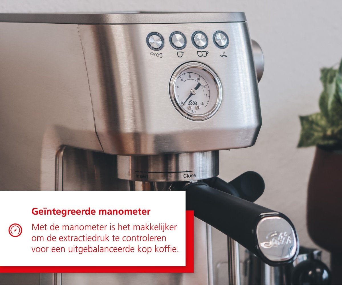 Solis Barista Perfetta Plus 1170 V2 – 1700W Piston Espresso Machine – Espresso & Cappuccino – Zilver