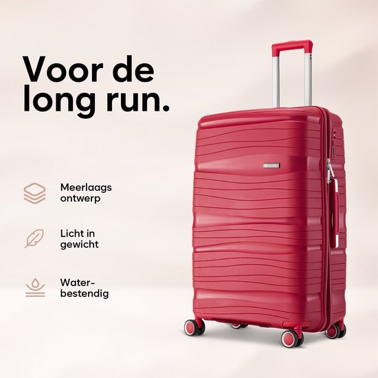 SC Travelin' Charm 4-delige Trolleyset – Handbagage & Check-in Koffers – 32L/60L/98L – Cijferslot – 360° Geruisloze Wielen – Lichtgewicht & Stevig – Modern Design - Rood