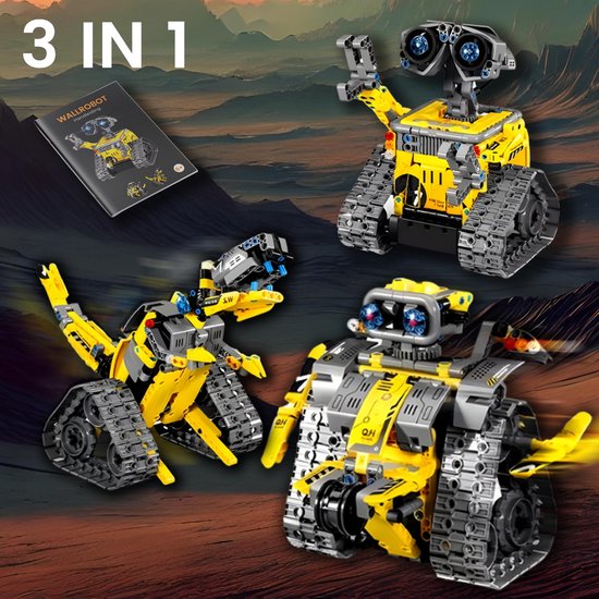 Qualitá® 3 in 1 Robot Bouwpakket - Geel - Robot Speelgoed voor Kinderen - Interactief - STEM & Educatief Speelgoed - Vanaf 7-9 Jaar - Jongens - Programmeerbaar & Bestuurbaar