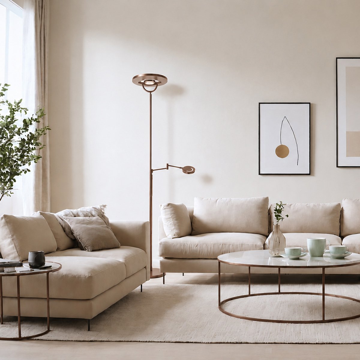 Steinhauer Exclusive - vloerlamp - Soleil2 - brons - kunststof metaal - Ø 32cm - LED - 4386BR