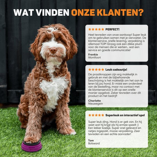 Vulpes Goods® Pets - PRO Praatknop voor Honden - Dogbuttons - Laat uw Huisdier spreken - Hondenspeelgoed - Honden training - Incl. Trainingsstickers