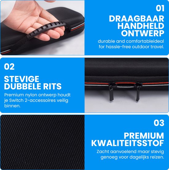 Controlla - Case geschikt voor Nintendo Switch 2 - Hoesje geschikt voor Nintendo Switch 2 - Inclusief screenprotector - Beschermhoes - Thumb grips