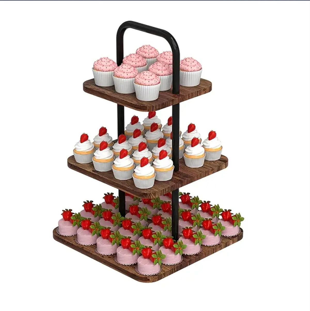SRD Vierkante Cakestandaard – Imitatie Antiek Hout – Bruin – Hout