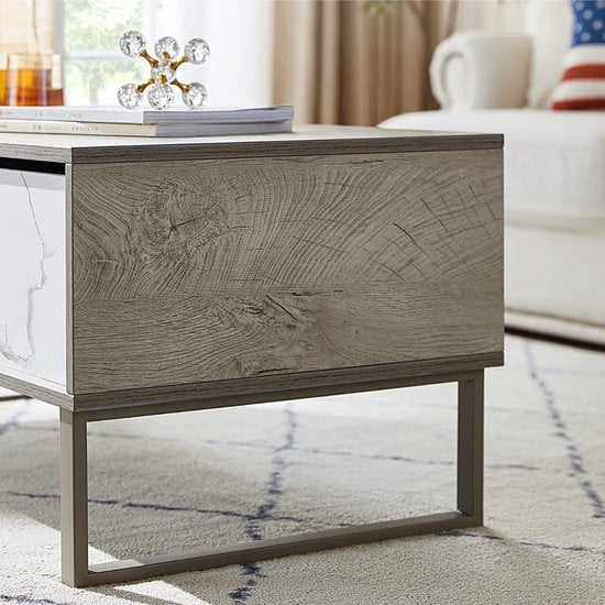 Niceey Salontafel met Lade - Koffietafel - Bijzettafel - Opbergruimte - Hout - 104 x 49.5 x 39.5 cm - Marmerlook