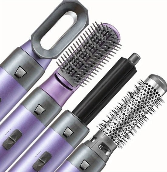 Fuegobird Föhnborstel 5in1 -Föhnen/Krullen/Steil Maken/Styling - Roterend met 2 draairichtingen - 1000w - Paars
