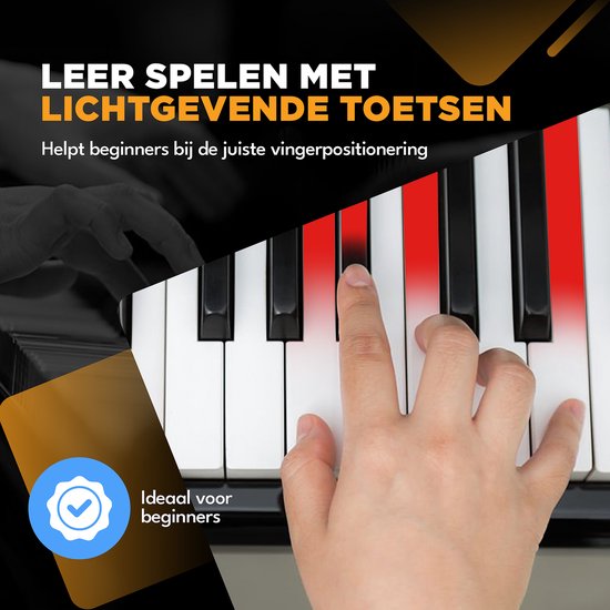Finesse Keyboard Piano - Verlichting - Statief & Accessoires - 61 Toetsen - Digitale Piano - Elektrische Piano - Kind