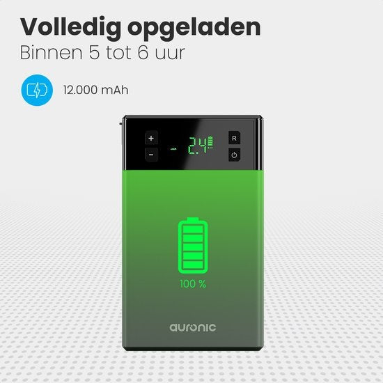 Auronic 12V Jumpstarter  Startondersteuning voor Auto's - Met Compressor en Bandenpomp - 1200A - 3L Diesel 6L Benzine - Zwart/Grijs