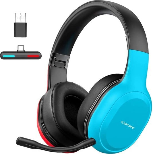 Kofire UT-01 2.4GHz Draadloze Gaming Headset - Bluetooth Over-ear koptelefoon met microfoon - Multi platform - Rood blauw