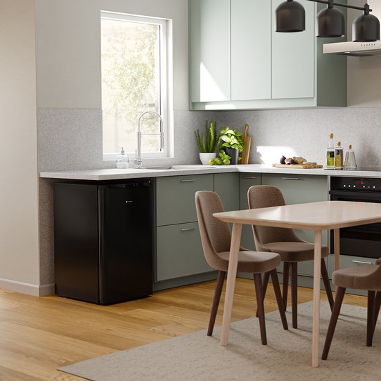 KitchenBrothers Koelkast - 88L Koelvak - 14L Vriesvak - IJskast - Koelvriescombinatie - Frigo - Vrijstaand - Zwart