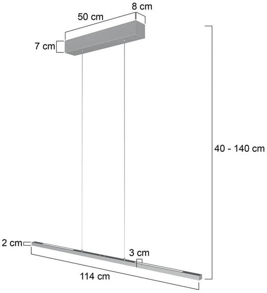 Hanglamp Bande 3994ST staal LED hanglamp met cable lift 114cm breed - Steinhauer, modern ontwerp, hoogte instelbaar, geïntegreerde LED verlichting, dimbaar licht