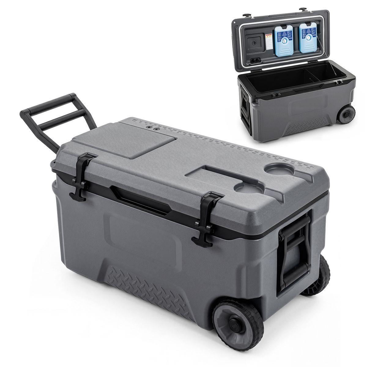 Coast Koelbox op wielen - met handgreep en afvoerstop - grijs 50 L / maat M