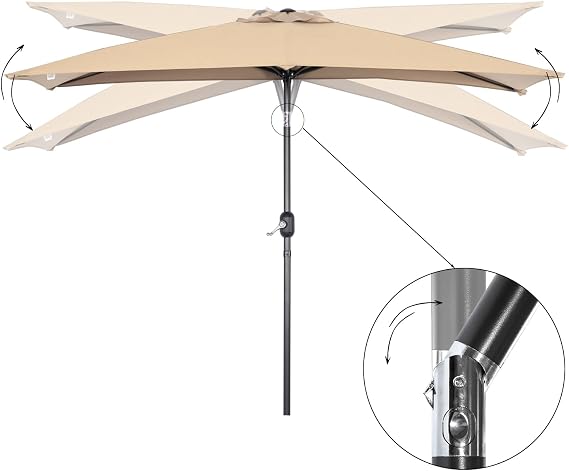 Angel Living Vierkante Tuinparasol 2,5 x 1,3 m – Beige, Terracotta, Crème of Grijs – UV-bescherming UPF 50+