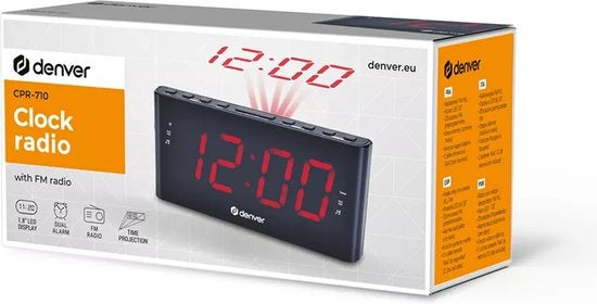 Denver Wekkerradio met Projectie - Digitale Wekker - FM Radio - Dubbel Alarm - CPR710 - Zwart