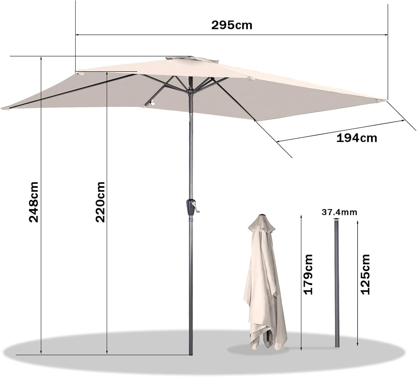 Angel Living Parasol - Rechthoekig - 200 x 300 cm - Beige