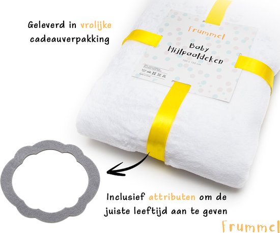 Frummel Mijlpaaldeken ‘Bear’ – Mijlpaaldeken – Mijlpaal baby – Kraamcadeau Jongen – Kraamcadeau Meisje – Baby Shower Cadeau – Baby Cadeau – Mijlpaaldeken in het Nederlands – Moederdag cadeau - 100 x 150 cm