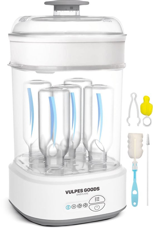 Vulpes Goods® BabyCare - 5-in-1 Flessen Sterilisator Elektrisch - Stoomsterilisator met Droogfunctie - Fles Sterilisator PRO - Incl. Schoonmaakset