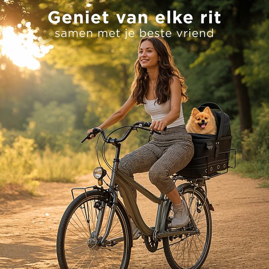 Trevopet® Hondenfietsmand Achterop - 2-in-1 Fietsmand Hond & Draagtas - Geschikt voor Elektrische Fiets - Tot 12 kg - Stevig Oxford Materiaal