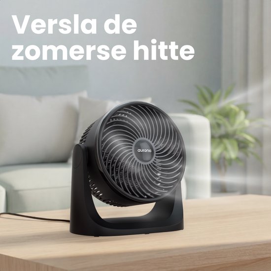 Auronic Tafelventilator - 3 Snelheden - Mini Ventilator - Vloerventilator - Muurmontage mogelijk - 41db - 90° Oscillatie - 7 Meter Luchtstroom - Zwart