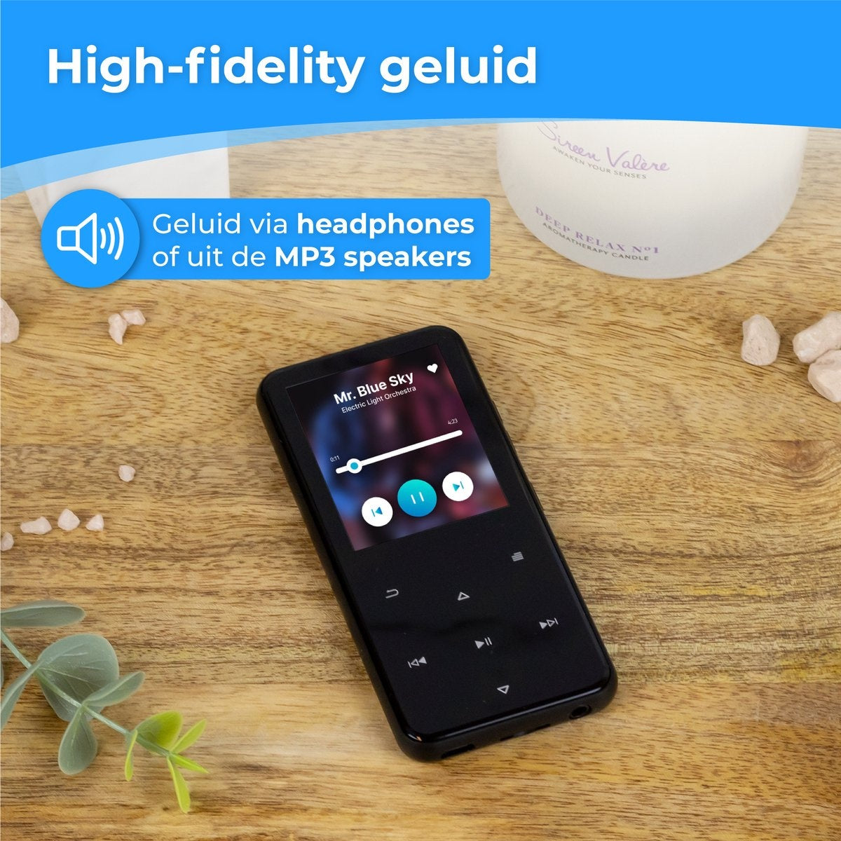 Nuvance - MP3 Speler Bluetooth - 16GB intern geheugen - Ondersteuning tot 128GB - Voice Recorder Digitaal - met FM Radio - Zwart