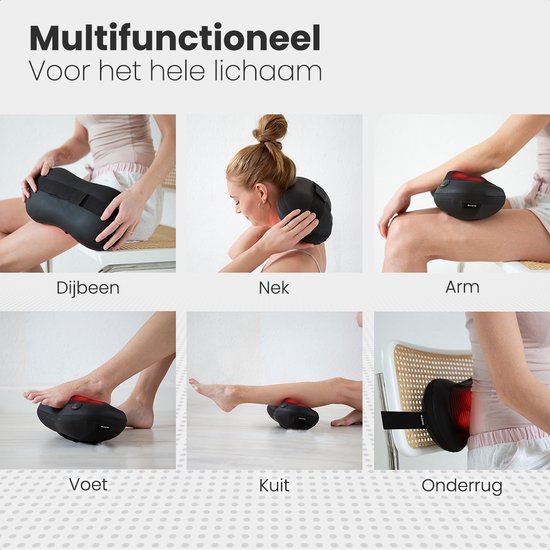 Auronic Draadloos Shiatsu Massagekussen – Zwart (45 × 38 × 14 cm)