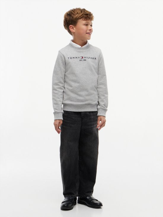 Tommy Hilfiger Essential Sweatshirt Kids - Lichtgrijs Melange - Maat 14 - Biologisch Katoen