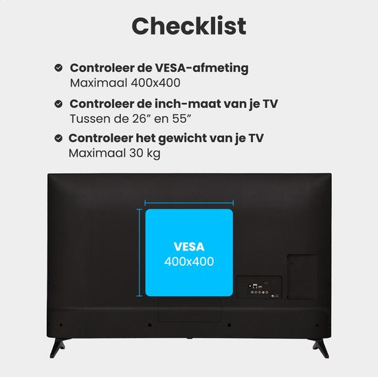Auronic TV Beugel - 26 t/m 55 inch - TV Muurbeugel - Draaibaar en Kantelbaar - Tot 40 KG - VESA 400mm x 400mm - Voor o.a. 43" & 55" - Zwart