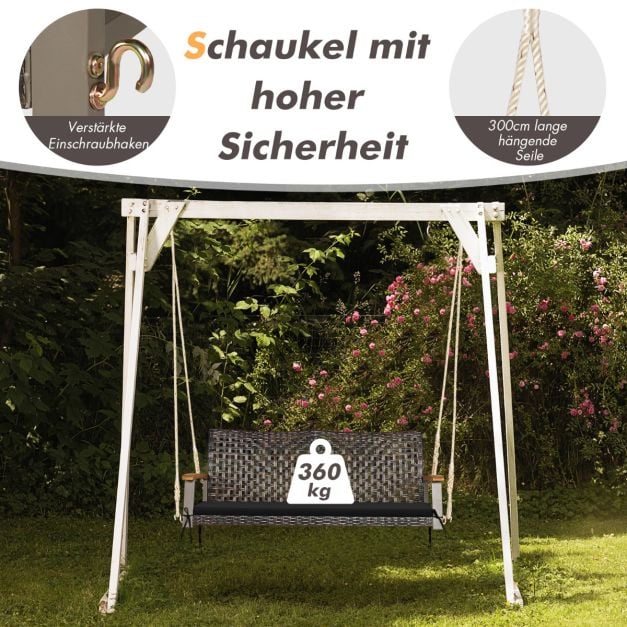 Coast 2-persoons Hangbank met Kussen - Zwart - 131 x 68 x 54 cm