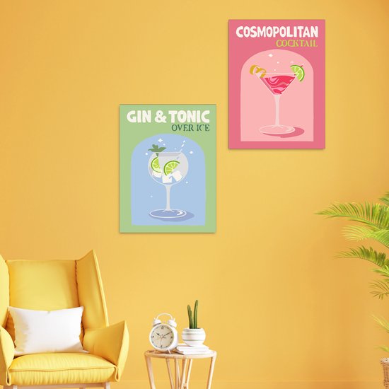 Rubye® Schilderen Op Nummer Volwassenen – Gin Tonic - Cocktails – Inclusief Verf en Penselen – Canvas Schildersdoek - Kleuren op Nummer - Dubbele Set - 15x20cm