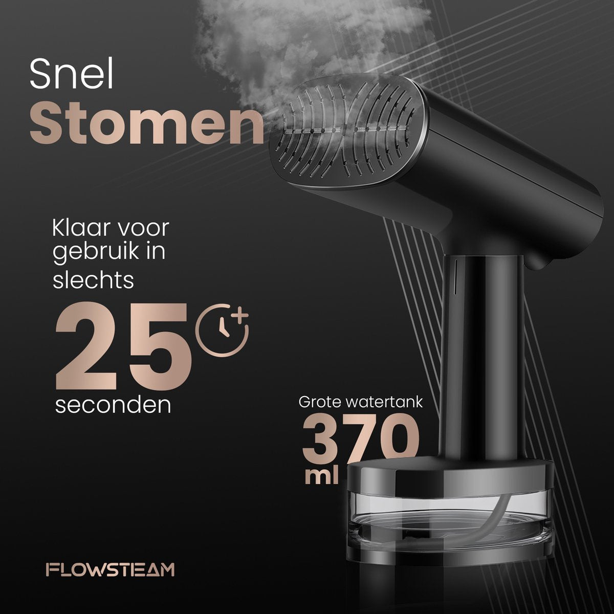 FLOWSTEAM® Luxe Kledingstomer - Handstomer - Stoomapparaat Kleding - Matte Black Edition