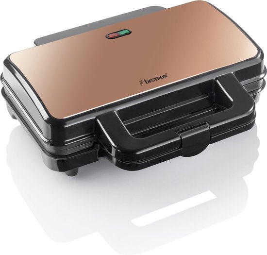 Bestron Tosti apparaat - ASM90XLCO - 900W - Voor 2 tosti's - Anti aanbaklaag - Koper - 5 jaar garantie