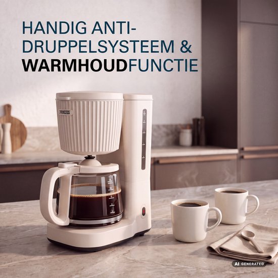 Princess Coffee Maker Wave Koffiezetapparaat – 1000 W – 1,5 L Glazen Kan – Warmhoudfunctie – Niet‑druppel Systeem - 246048